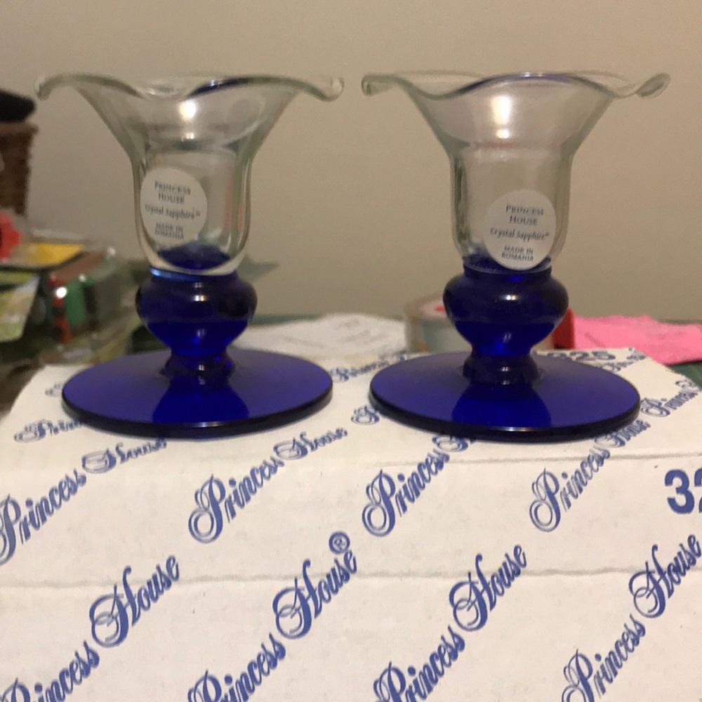 NWT 2 crystal candlesticks from princess house